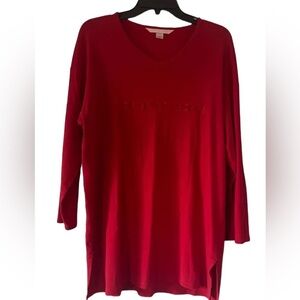 Vintage Victoria's Secret Red Embroidered long sleeve nightgown